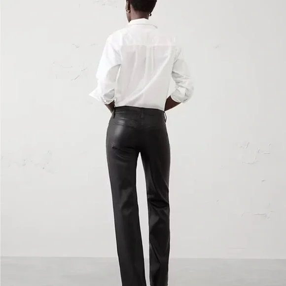 Banana Republic Black Faux Leather Straight-Leg Pants - Picture 3 of 3